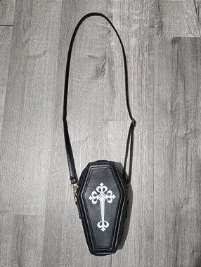 Gothic Coffin Crossbody Bag Black Cross Coffin Purse Alternative Emo Punk Y2K